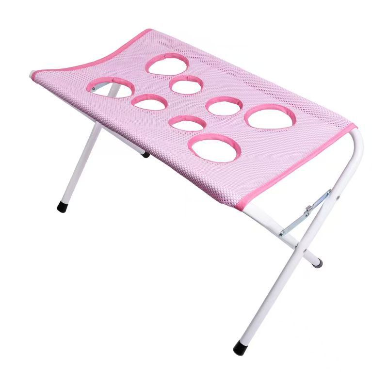 Foldable stainless steel dog washing station in blue for home grooming