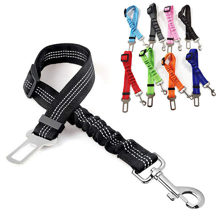 Short elastic dog lead and car seat belt in 10 colour options