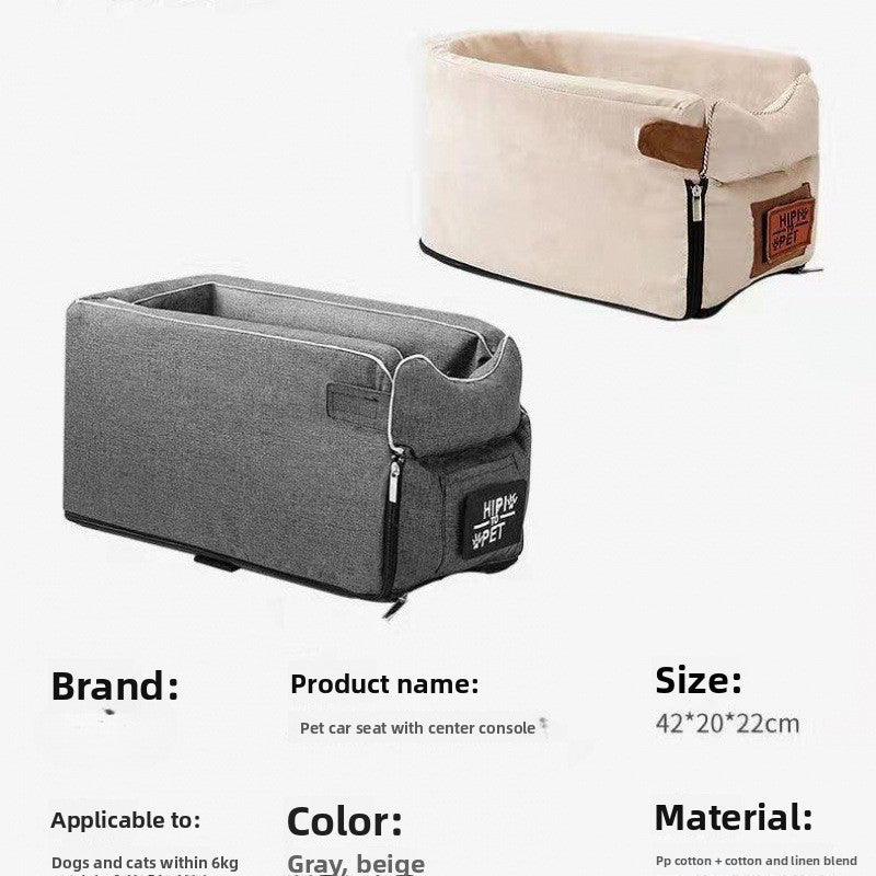 Grey carry style dog car bed with handles