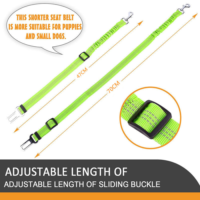 Dog car seat belt leads in many colours with metal clips
