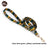 Floral fabric dog collar with gold buckle in Multicolour Stripe Bow, top view