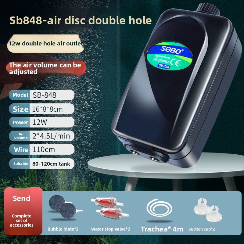 Adjustable quiet aquarium air pump with air stone kit, view 23