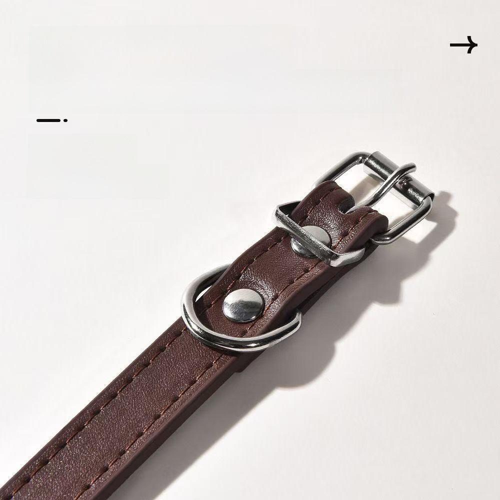PU leather pet collar with ID tag and bell in Green, side view