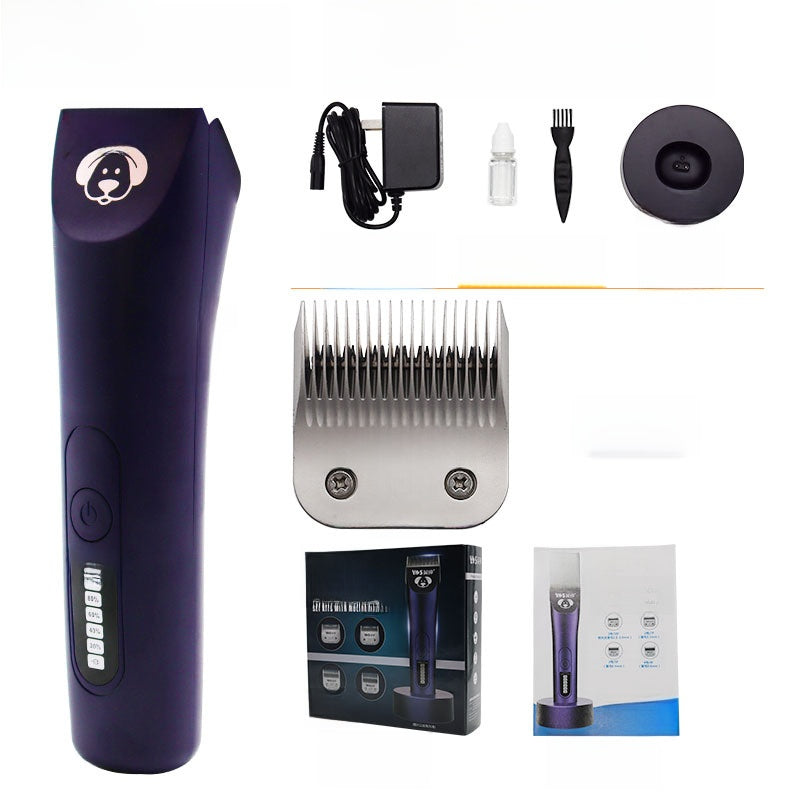 Rechargeable Cordless Pet Grooming Clipper with Four Interchangeable Cutter Heads