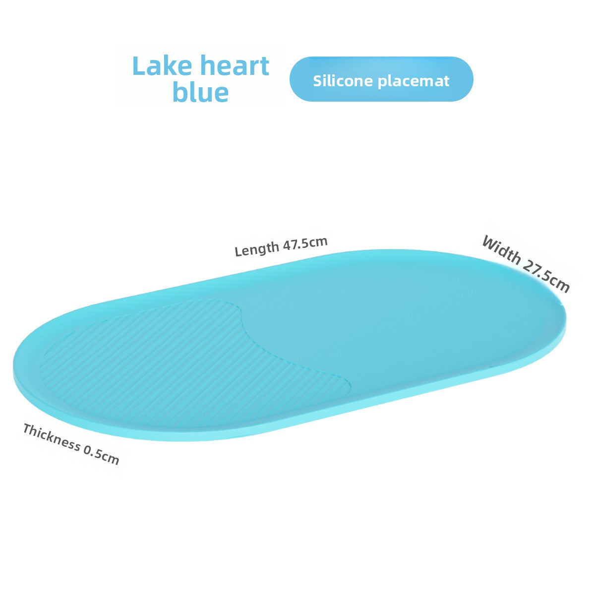 Lake blue waterproof feeding mat placed under dog bowls