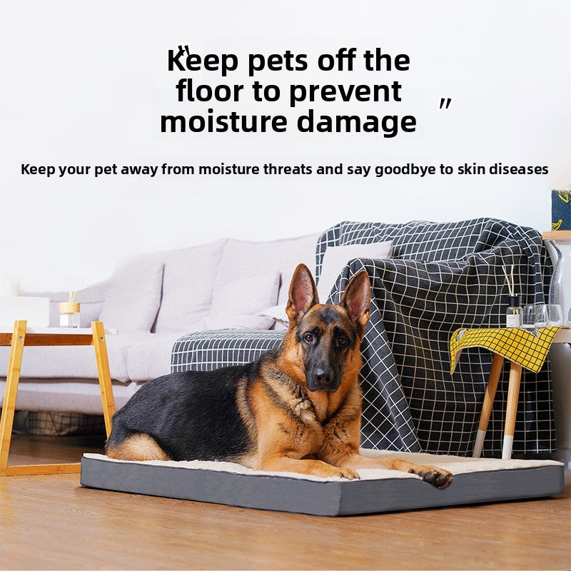 Memory foam dog bed mat with washable cover, shown in 2 colours and styles