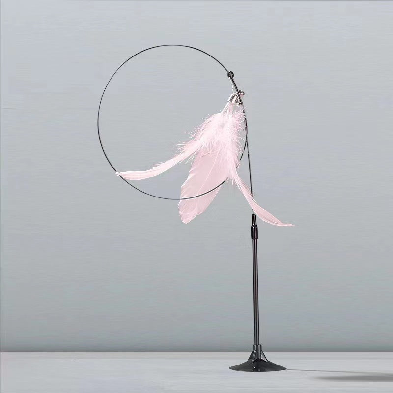 Two colour feather cat teaser toy with suction cup base - photo 18