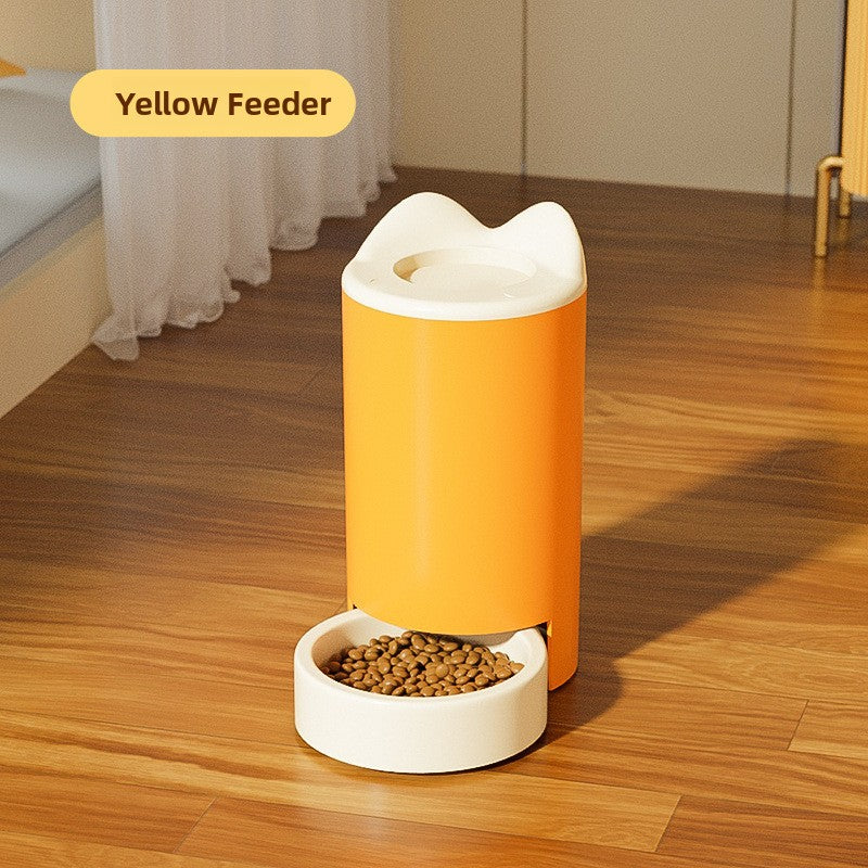 Automatic Gravity Pet Food Feeder and Water Dispenser in Yellow, Blue or Pink with Bell