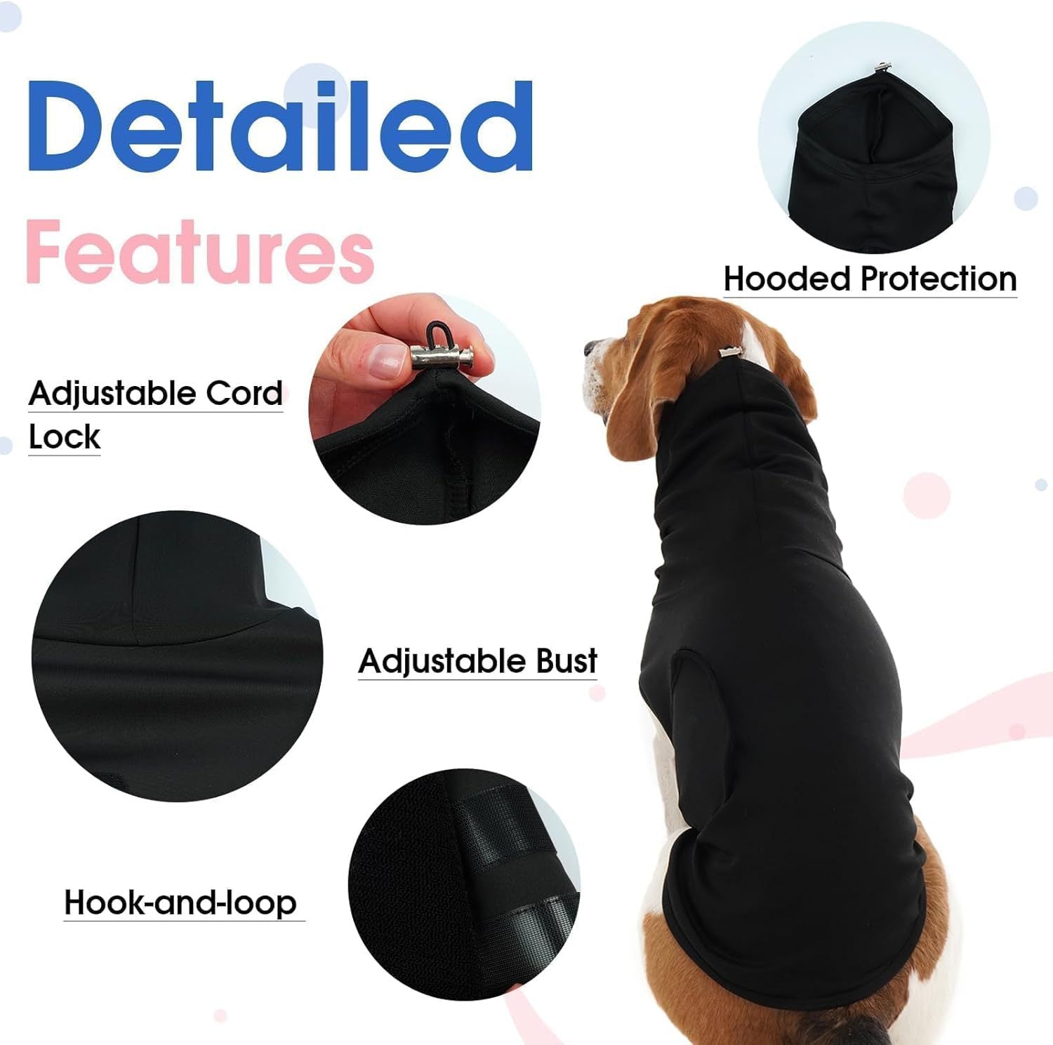 Black snug fit dog comfort vest, in Black, image 3