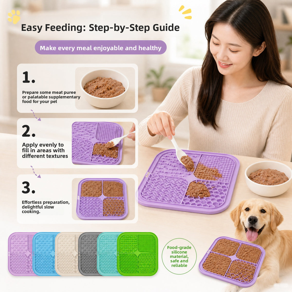 Silicone Slow Feeder Pet Mat with Suction Cups
