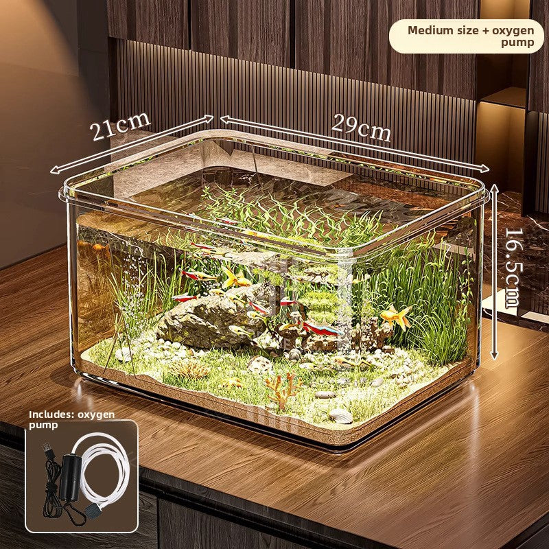 Clear shatterproof PET desktop fish tank for small fish, view 11