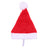 Cat wearing a plush red and white striped Christmas hat