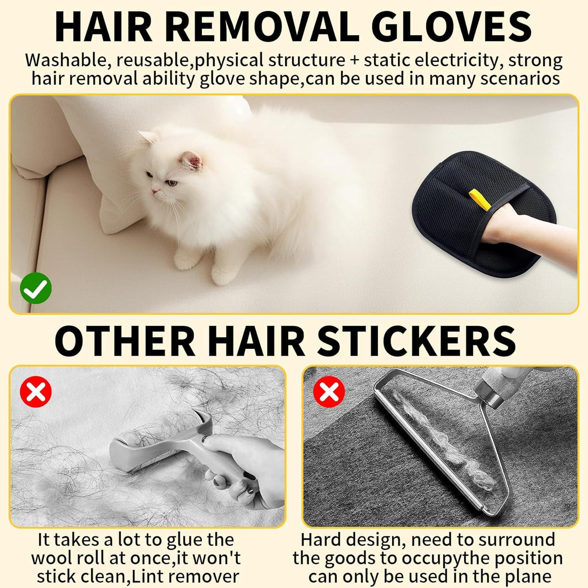Electrostatic pet hair removal glove lifting dog fur