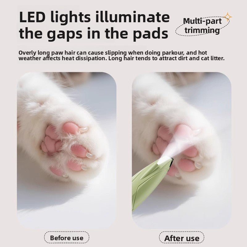 Rechargeable Pet Paw Fur Trimmer with LED Light for Dogs and Cats