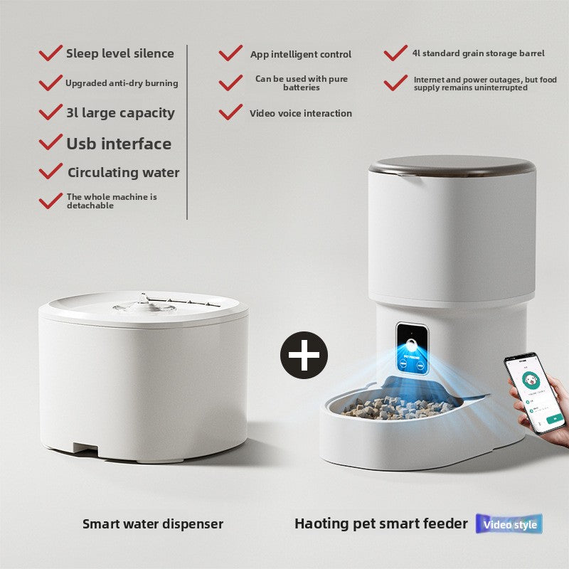 Smart Automatic Pet Feeder with Wi-Fi, Bluetooth, Voice and Video Control, 4L or 7L
