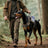 Tactical nylon dog harness with reflective strips in military green, view 3