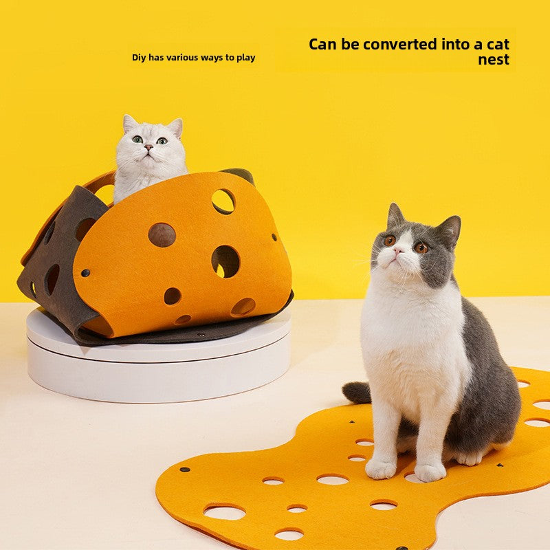 Felt cat hideaway bed shaped into a maze