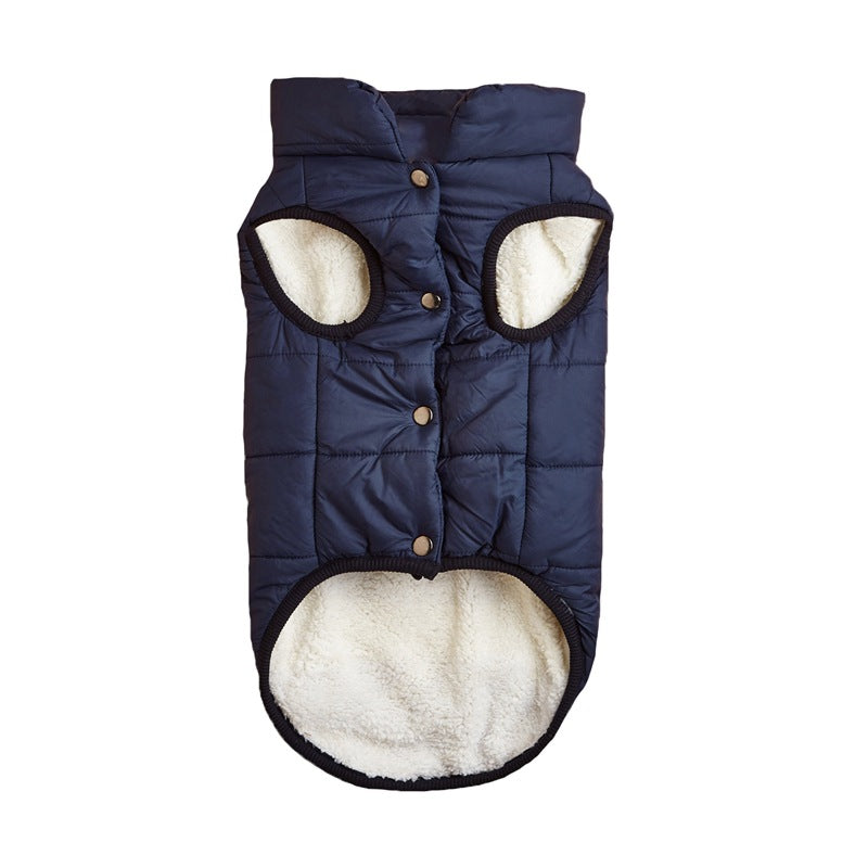 Padded button up dog vests in eleven colours