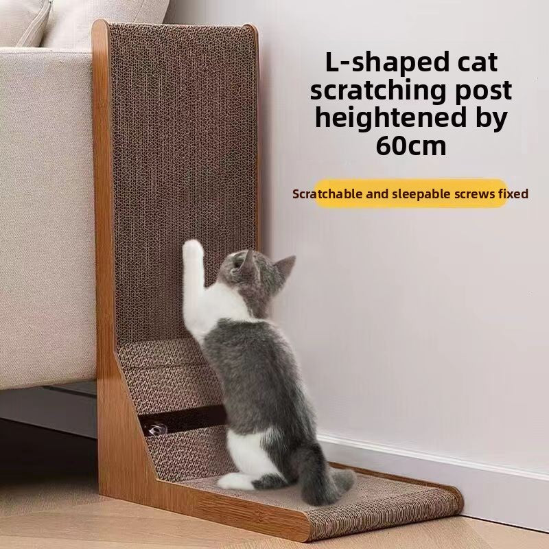 Cat scratching an extra large thick L-shaped board