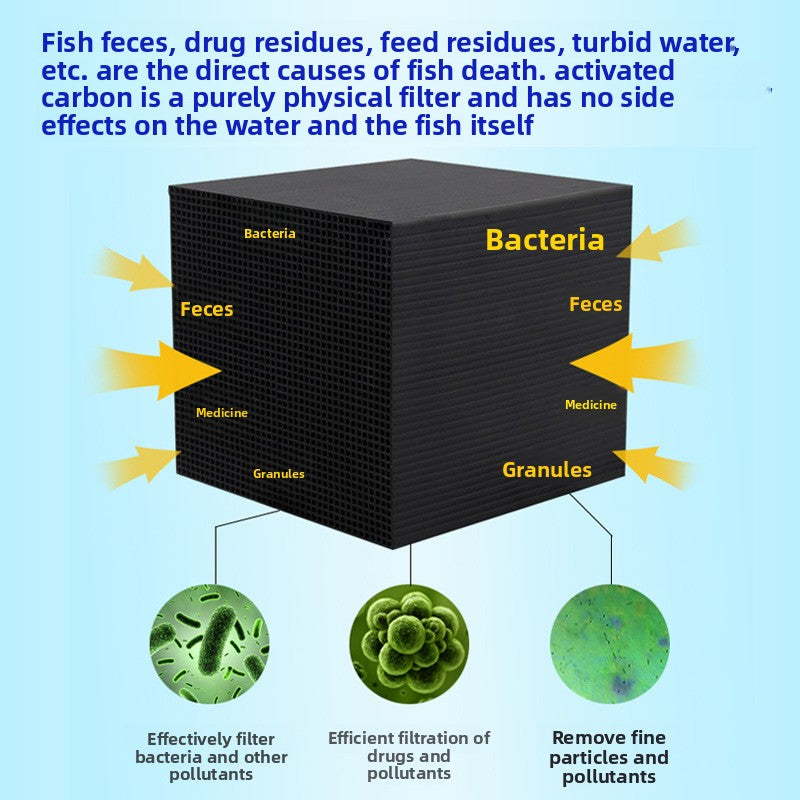 Honeycomb activated carbon filter block for aquarium water, view 2