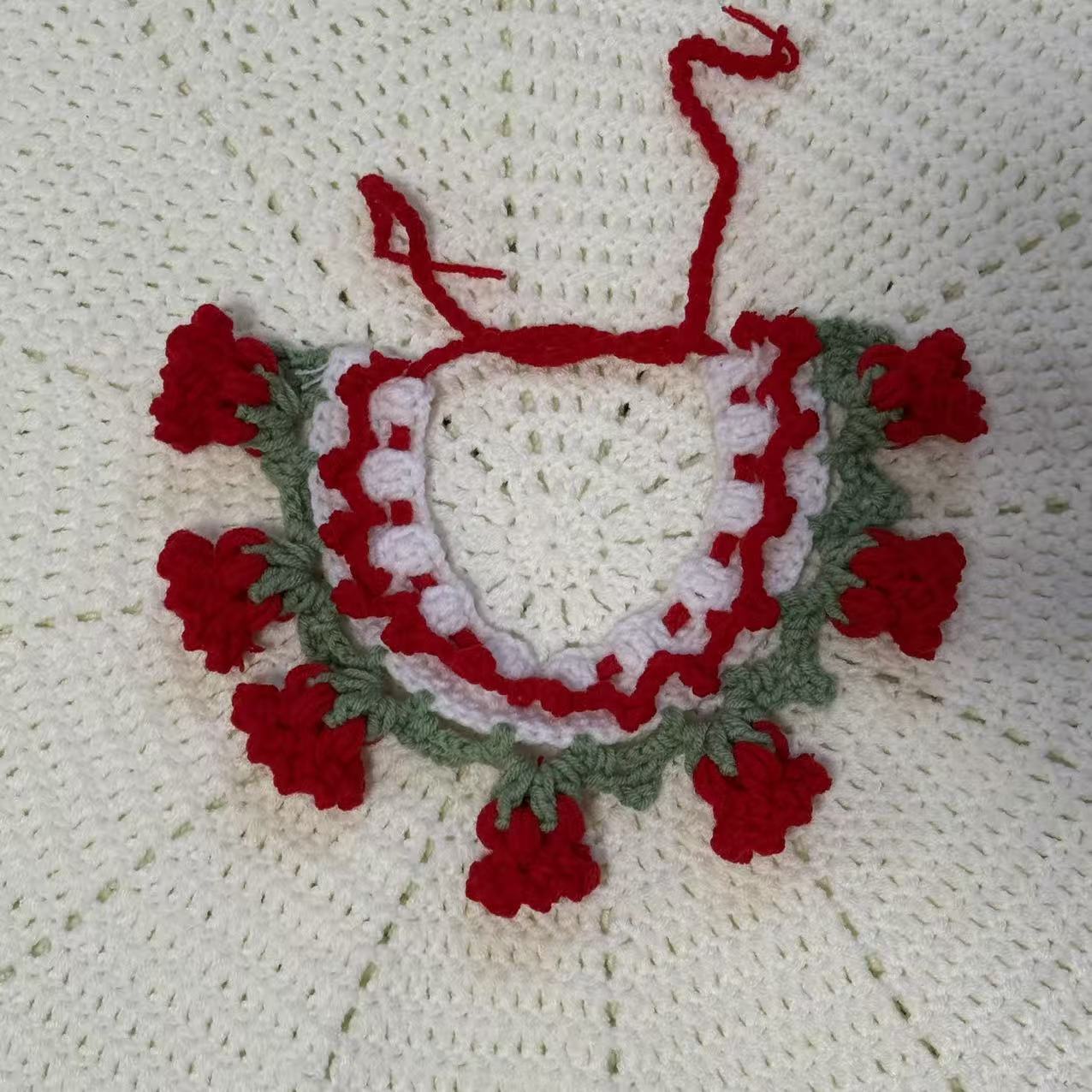 Hand knitted Christmas and floral pet scarf for dogs and cats, image 17