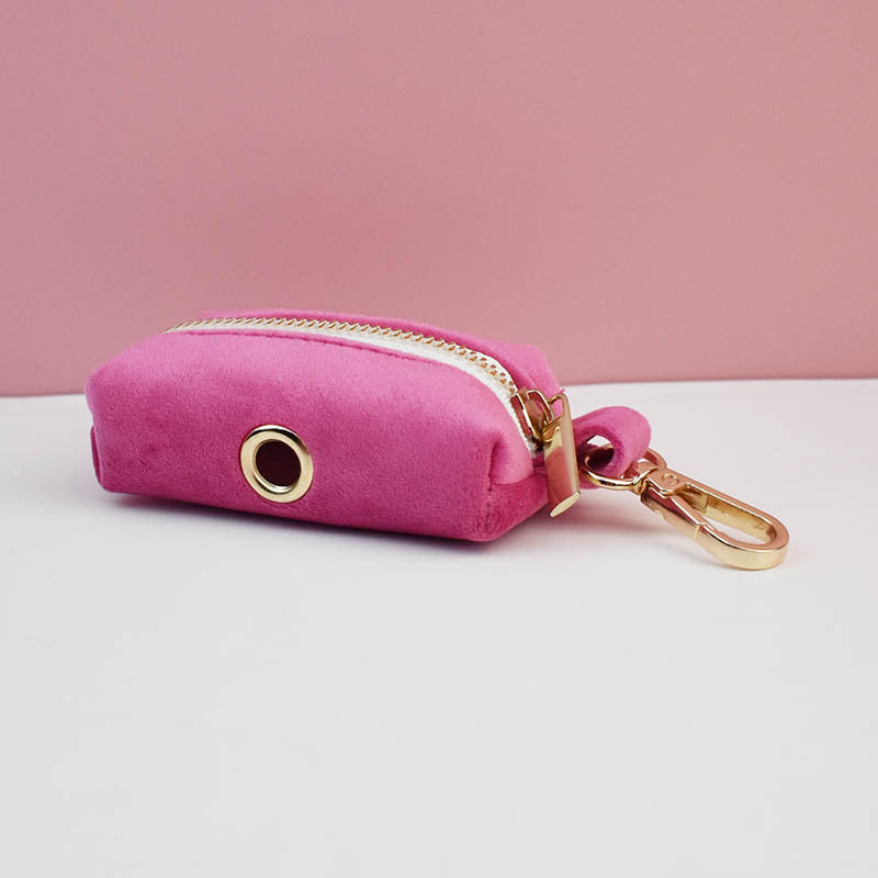 Rose red velvet dog collar and lead, main product photo