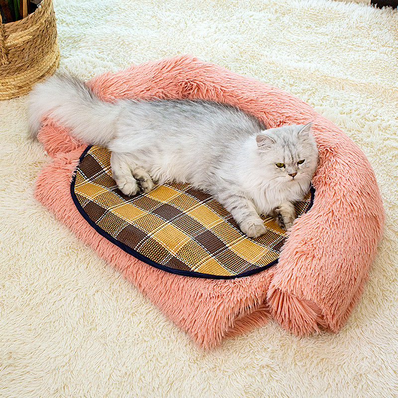 Plush square sofa pet bed with raised sides, photo 3 of 49