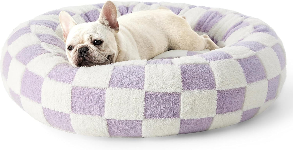 Soft round nest bed for cats and dogs, product detail photo