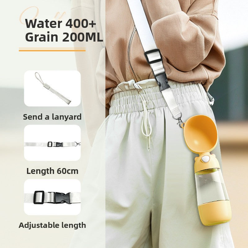 Portable dog water bottle cup with leakproof seal in Tan Upgrade, showing size and shape