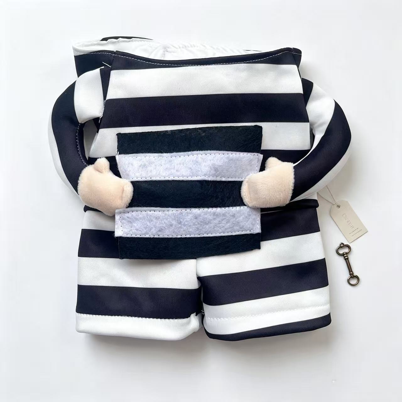 Two leg black and white prisoner costume for small dogs
