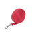 Long nylon dog training lead in red coiled on grass