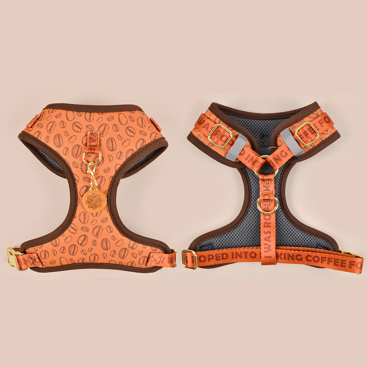 Patterned dog harness with ID tag in purple heart print, product image 43