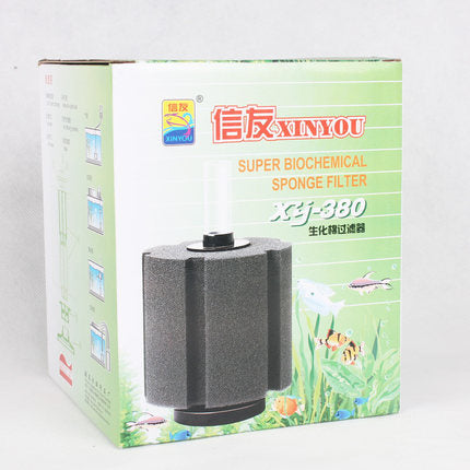 Cylindrical biochemical sponge filter in an aquarium, view 8