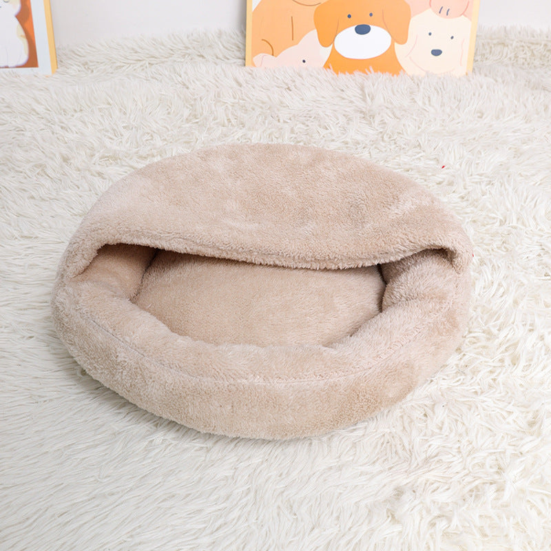 Round plush pet bed for dogs and cats, donut nest, view 20