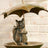 Decorative Garden Bird Feeder with Umbrella Roof in Weather-Resistant Resin and Metal