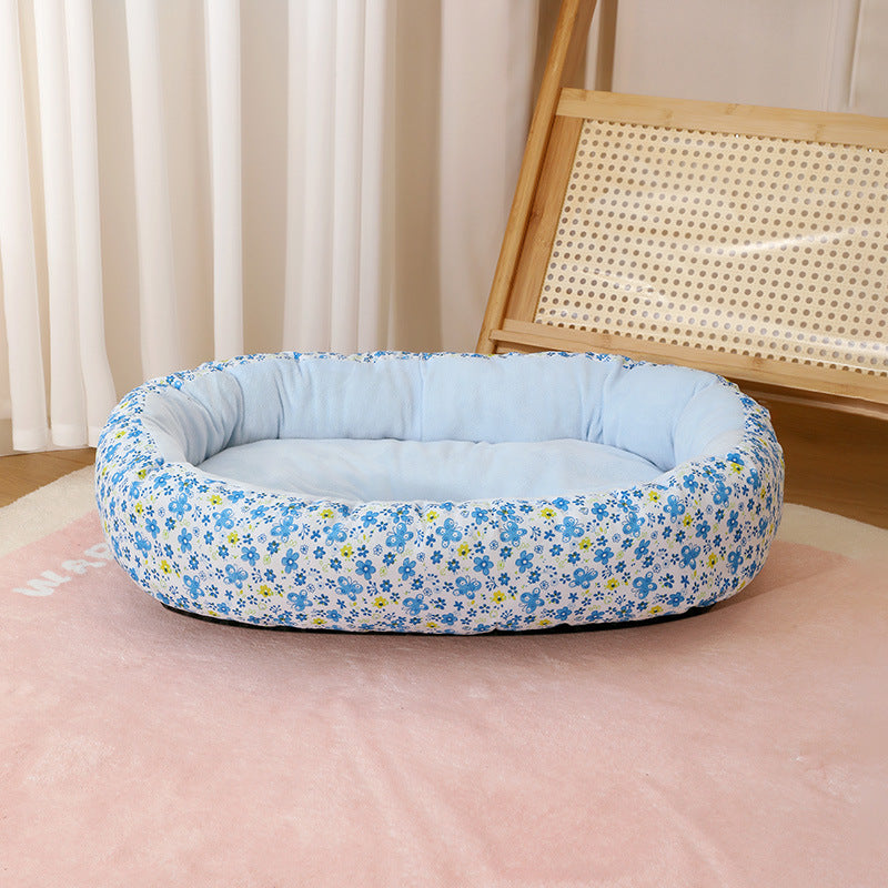 Pink floral soft pet bed for small dogs and cats, photo 9