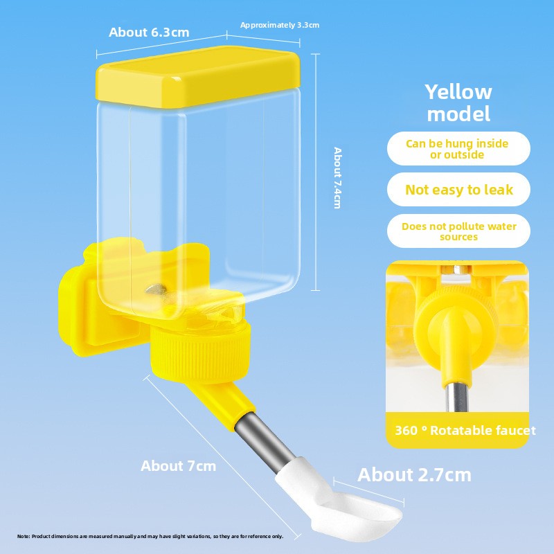 Blue automatic clip on bird water dispenser on cage, view 9