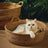 Hand woven rattan and cattail round cat nest, view 3