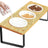 Elevated wooden cat feeding stand with three bowls, photo 4 of 5
