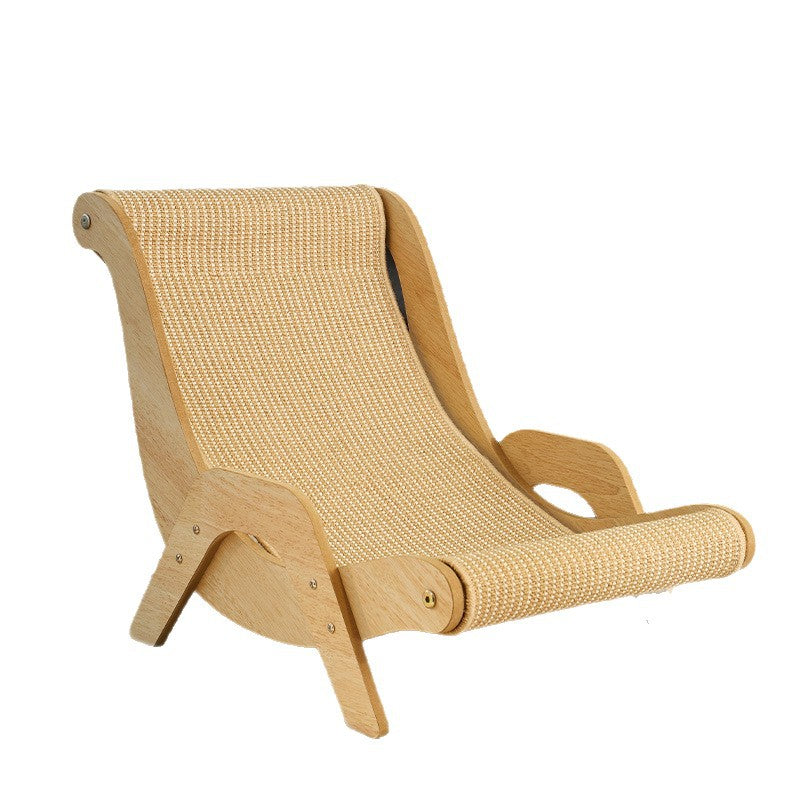 Wooden cat lounge chair with sisal scratching pad, view 5