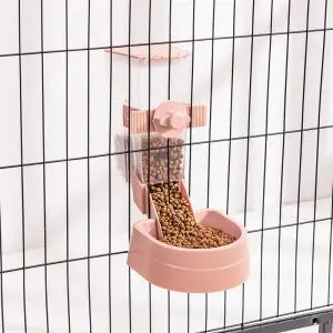 Hanging Pet Feeder and Water Dispenser Set, 500g Food and 500ml Water, Cage Mount
