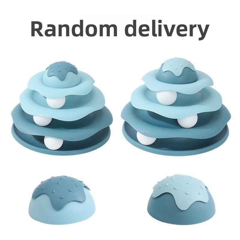 Orange cat ball tower toy for indoor cats