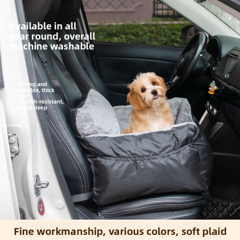 Dog car seat mat in grey fitted to a rear seat