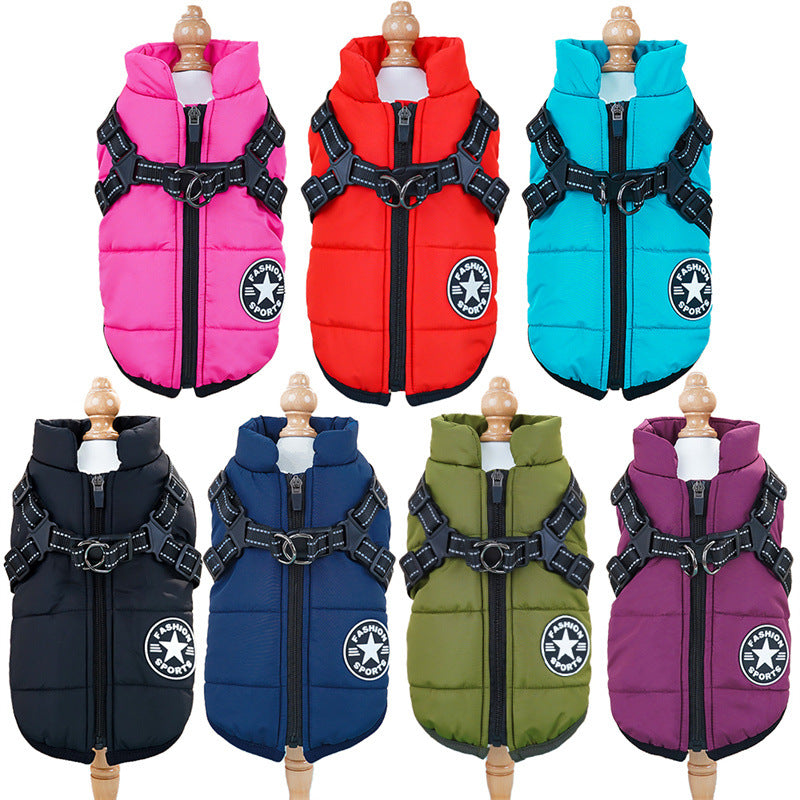 Thick padded cotton pet vest for dogs and cats, available in 7 colours, image 1