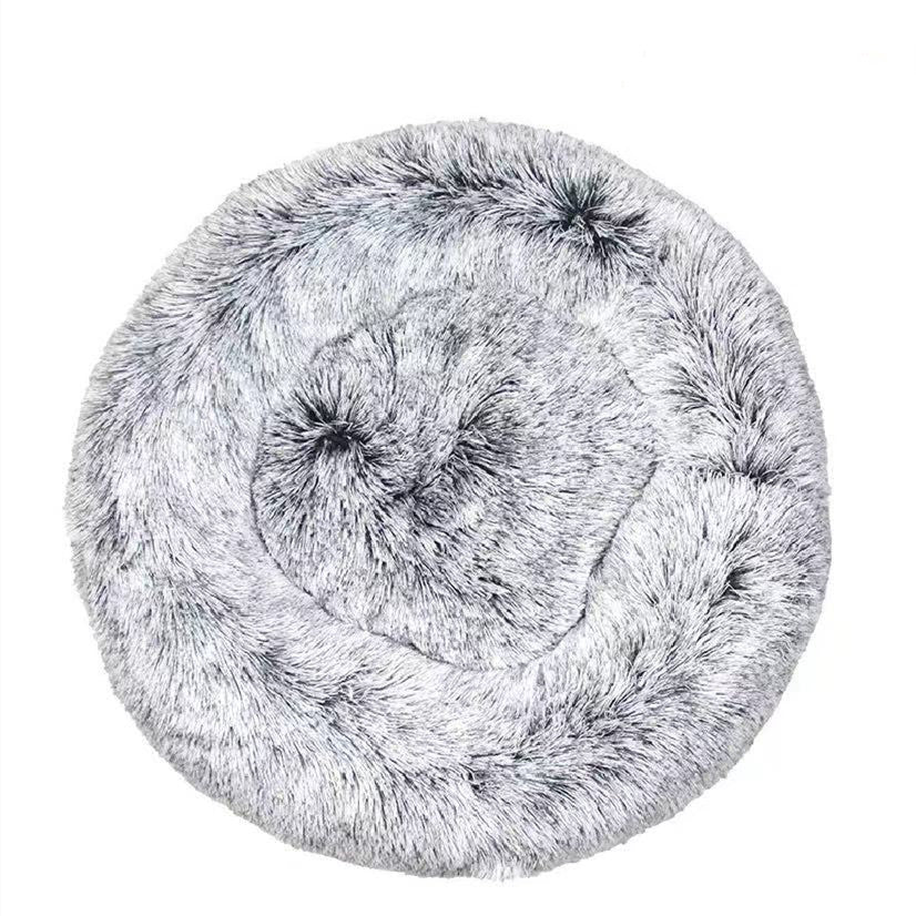 Non slip round long plush donut dog bed, view 45