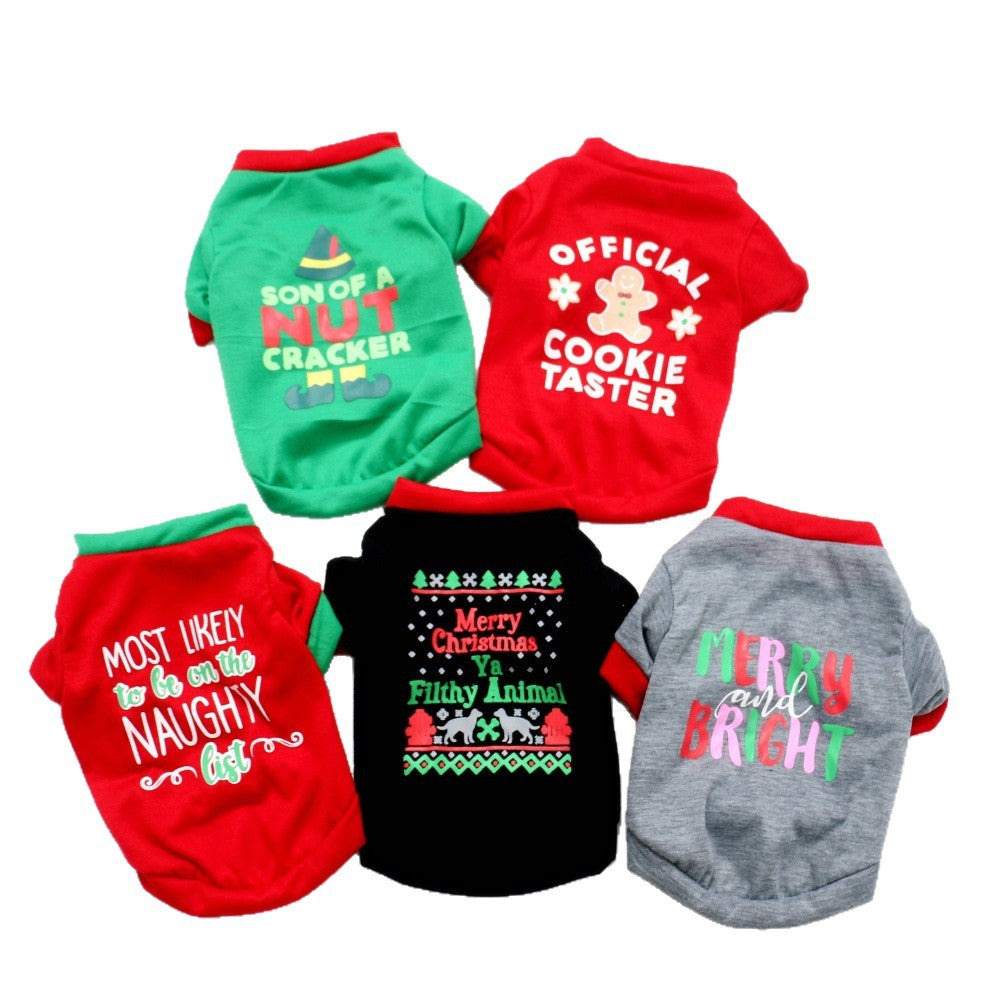 Christmas dog T-shirt in light polyester in White Scarf Snowman, showing size and shape