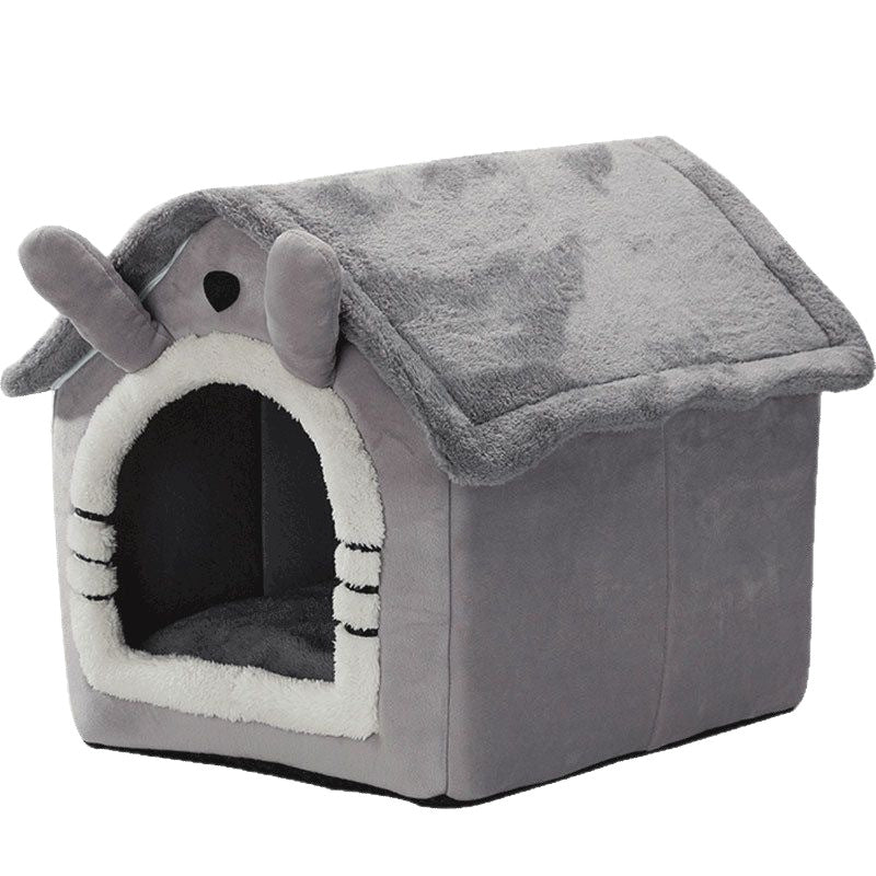 Grey enclosed cat cave bed with removable cushion, photo 5