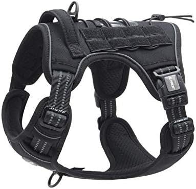 Tactical nylon dog harness with metal buckles in desert camo, view 38