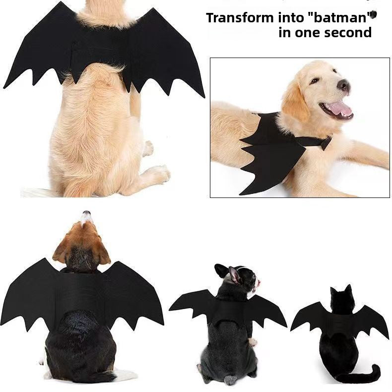 Halloween felt bat wings for dogs and cats, front view