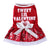 Coral fleece four-leg dog jumpsuit with holiday print in Blue Snowman, top view